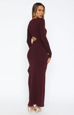 Love Me Again Long Sleeve Maxi Dress Dark Burgundy