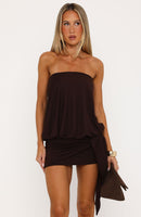 Runaway Love Strapless Mini Dress Chocolate