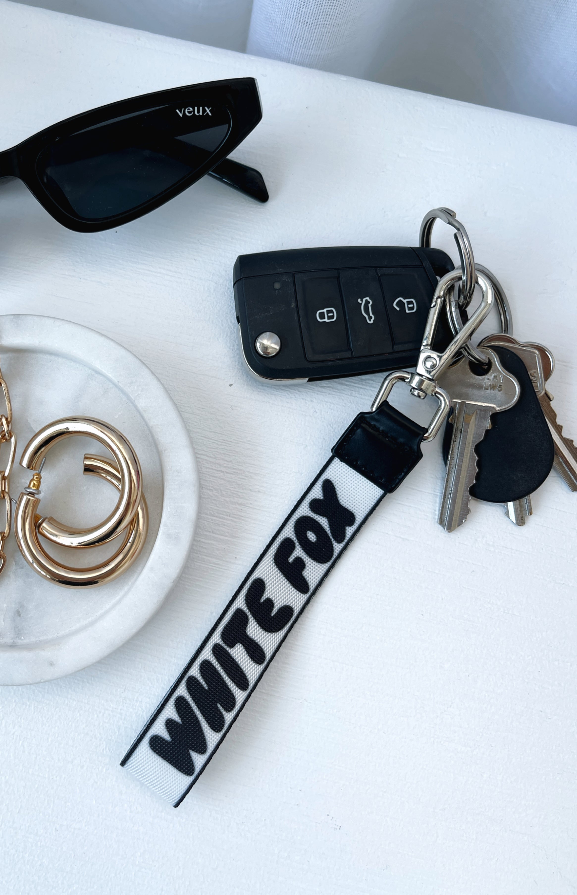 Keychain High Level Next Level Strap Keychain Black | White Fox Boutique
