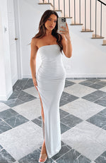 Notable Mentions Strapless Maxi Dress Light Grey