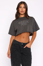 Driven By Desire Oversized Cropped Tee Charcoal