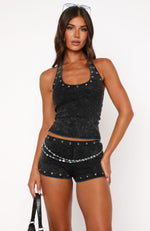 Lost Souls Halter Top Washed Black