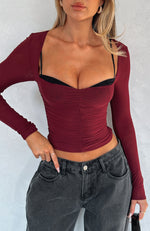 Our Days Long Sleeve Bustier Burgundy