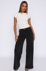 Elena Low Rise Wide Leg Jeans Black Acid