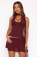 Match Maker Mini Skirt Burgundy