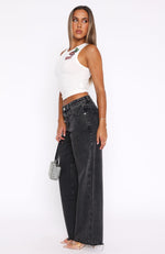 Claire Low Rise Wide Leg Jeans Black Acid