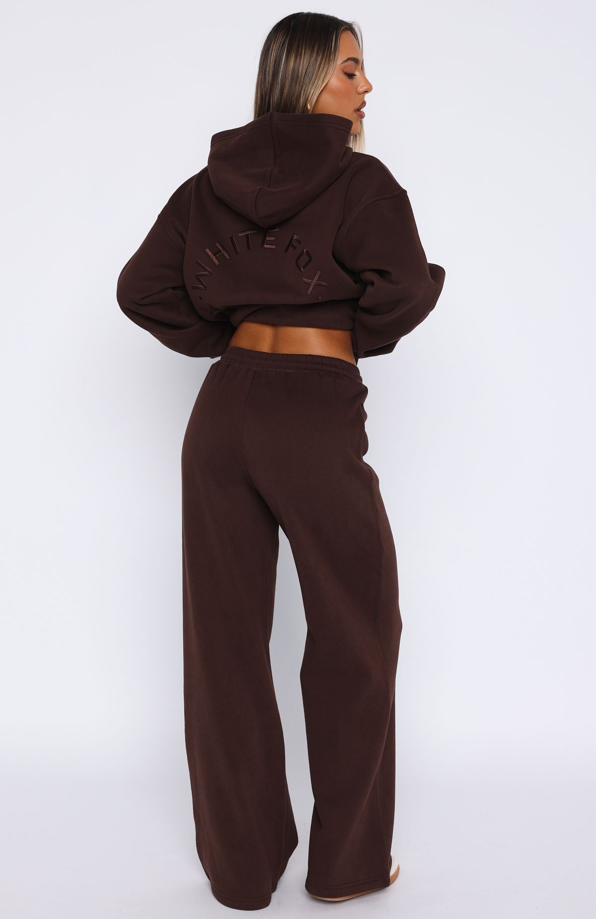 Stay Lifted Wide Leg Sweatpants Bitter Chocolate | White Fox Boutique
