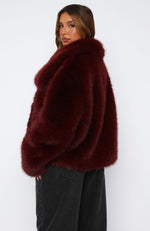 Dirty Martini Faux Fur Jacket Burgundy