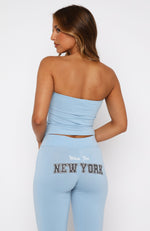 Team New York Strapless Top Dusty Blue