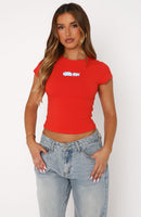 Around In Circles Baby Tee Red