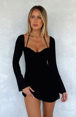 Ready For Fun Long Sleeve Mini Dress Black