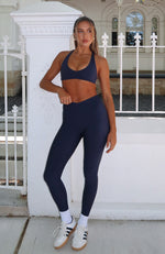 Ready Set Go Cross Front Leggings Navy