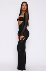 Let Me Think Long Sleeve Maxi Dress Black