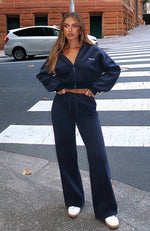 Straight Forward Wide Leg Sweatpants Navy