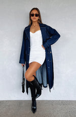 Switch Lanes Denim Trench Coat Dark Denim
