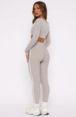 Core Workout High Waisted Leggings Pebble/White