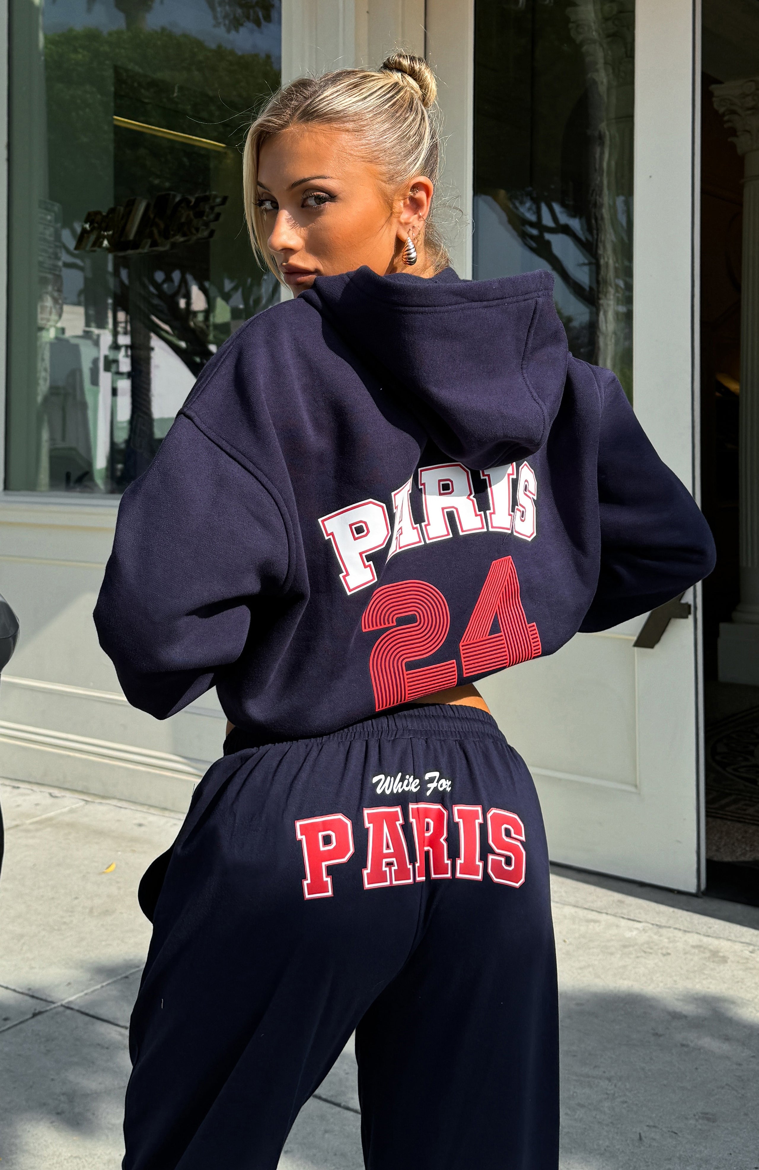 Team Paris Oversized Hoodie Navy White Fox Boutique