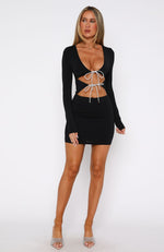 Dance Until Dawn Long Sleeve Mini Dress Black