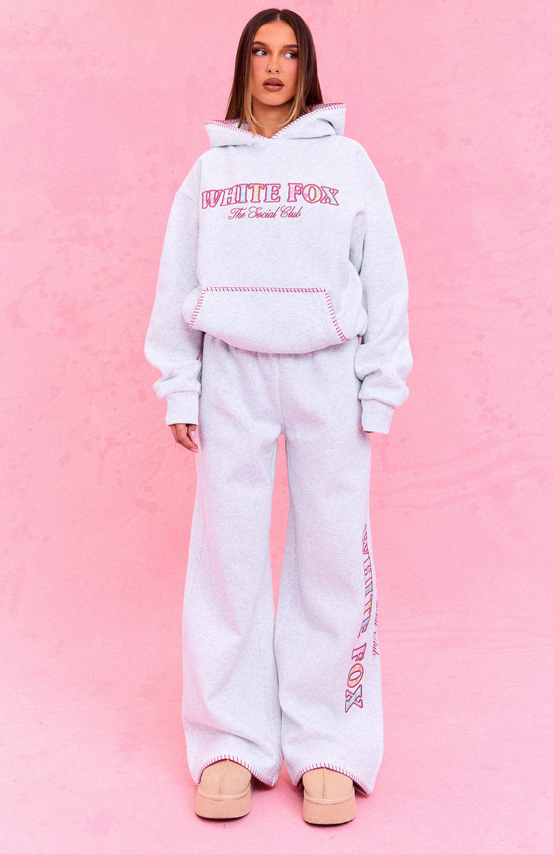 The Social Club Elena Wide Leg Sweatpants Grey Marle