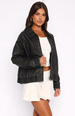 Make Thing's Right Pu Bomber Jacket Washed Black