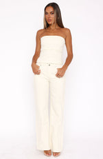 Leah Low Rise Straight Leg Jeans Cream