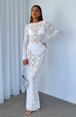 Vintage Love Long Sleeve Lace Maxi Dress White