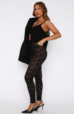 Dinner Plan Lace Pants Black