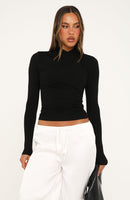 Quiet Crush Long Sleeve Top Black