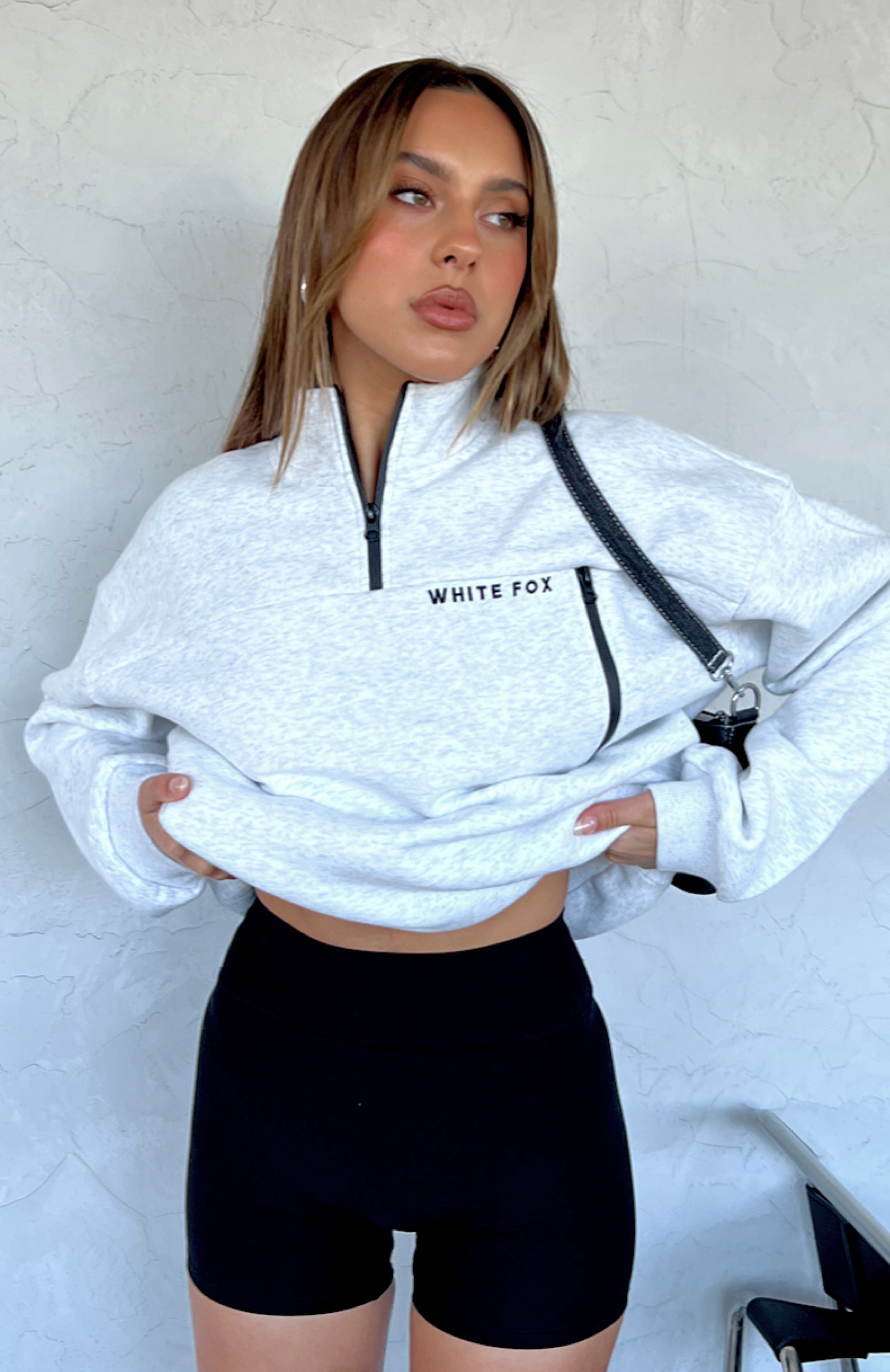 Where Did You Go Zip Front Sweater Grey Marle | White Fox Boutique