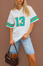 Friday Night Lights Oversized Jersey White/Teal