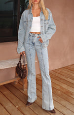 Zoe Oversized Denim Jacket Light Blue Acid