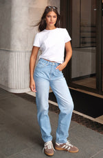 Who's That Girl High Rise Straight Leg Jeans Vintage Mid Blue