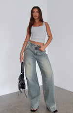 Willow Mid Rise Wide Leg Jeans Sand