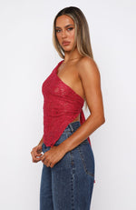 It's A Love Story Lace Top Berry