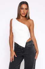 Better Myself One Shoulder Top White