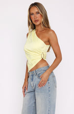 Don't Thank Me One Shoulder Top Lemon