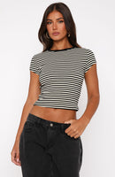 Low Effort Baby Tee Black Stripe