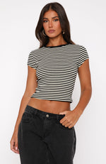 Low Effort Baby Tee Black Stripe