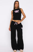 Club 14 Allie Wide Leg Sweatpants Black