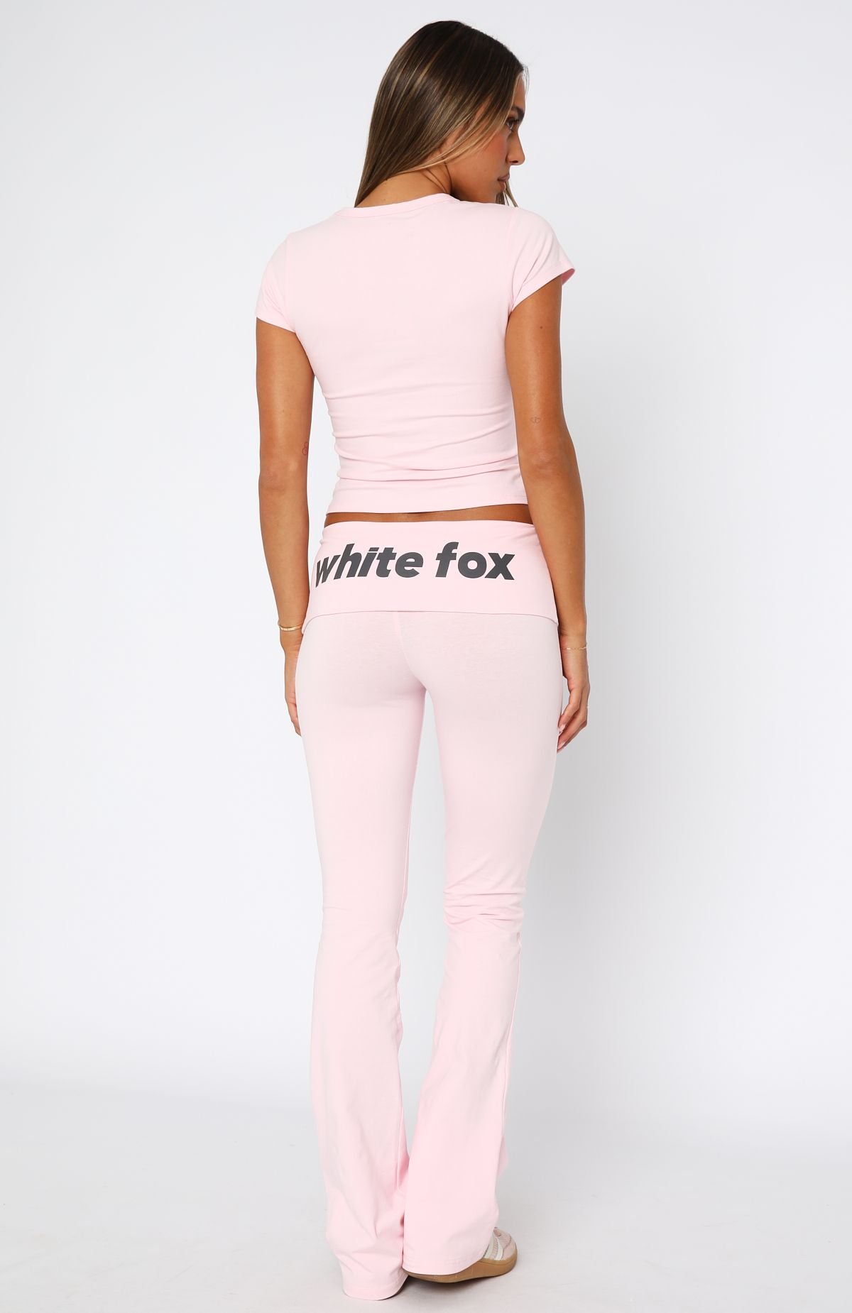 From The Archives Gigi Fold Over Flare Pants Pink | White Fox Boutique