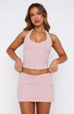 Vacant Heart Halter Top Pink Stripe