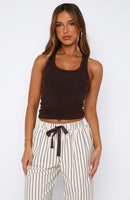 No Peace Racer Back Pyjama Top Chocolate
