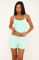 Causing Commotion Terry Singlet Aqua