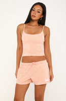 Causing Commotion Terry Lounge Shorts Peach