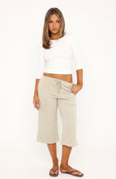 Daily Ritual Wide Leg Capri Pant Stone