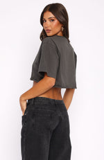 Driven By Desire Oversized Cropped Tee Charcoal