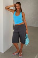 Deserve More V Neck Racer Back Tank Blue