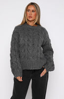 Real Feelings Oversized Knit Sweater Grey