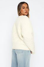 Lost At Night Quilted Jacket Cream