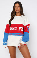 Latest And Greatest Oversized Sweater Grey Marle/Red